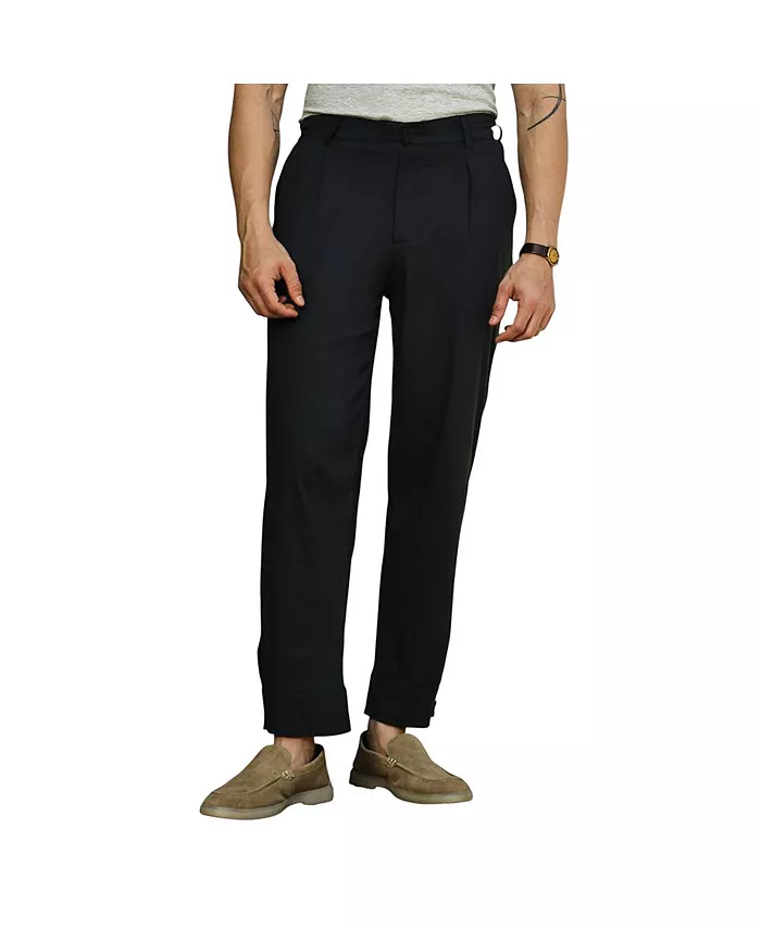 

Мужские зауженные брюки Midnight Black из смесового льна Campus Sutra, черный