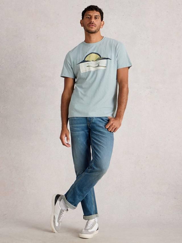 

Хлопковая футболка Regular Fit с коротким рукавом и принтом солнца White Stuff, Blue