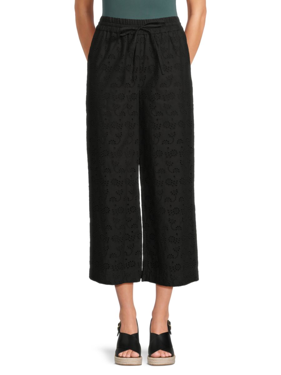 

Укороченные брюки-кюлоты из хлопка с люверсами Jason Wu, черный