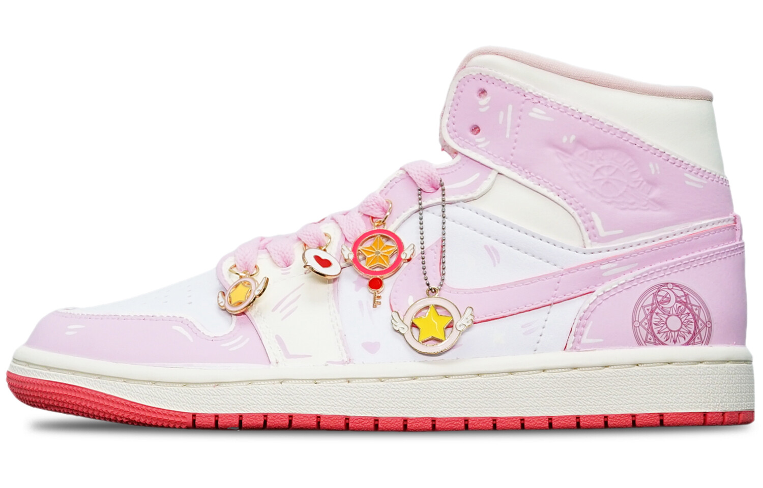 

Кроссовки Air JORDAN 1 Vintage Basketball Shoes Women's High-Top Beige Pink