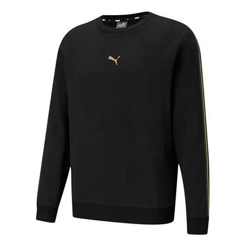 

Свитер metallic nights crew sweatshirt 'black gold' Puma, черный