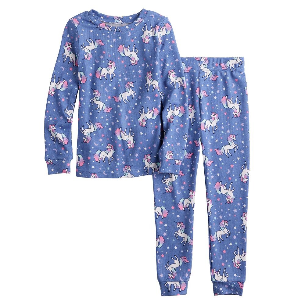 

Пижамный топ Cuddl Duds с принтом единорога для маленьких девочек и пижамные штаны с длинными рукавами, цвет Unicorn