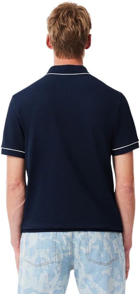 Футболка Lacoste Paris с коротким рукавом и контрастным воротником, Regular Fit, Navy Blue — фото 3