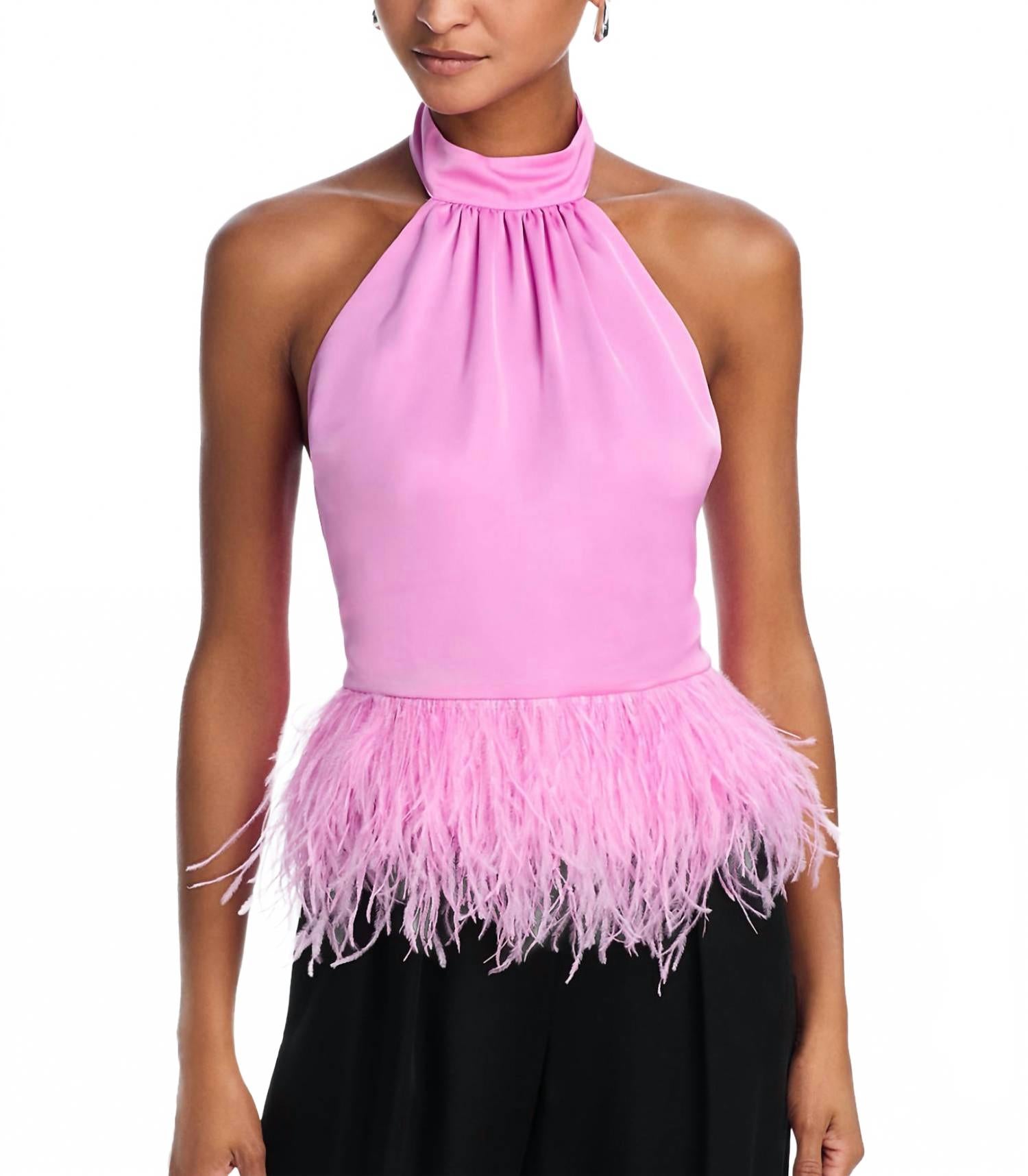 

Розовый топ-бюстье с перьевым декором Ramy Brook