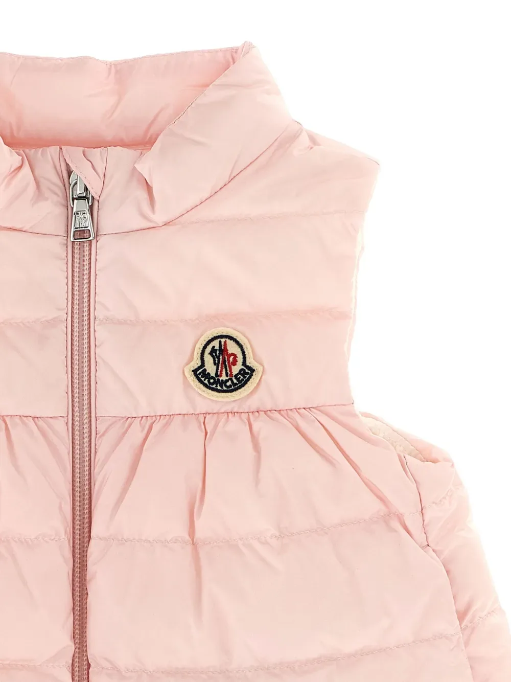 Стеганый жилет Hiva с нашивкой-логотипом Moncler Enfant, розовый — фото 3