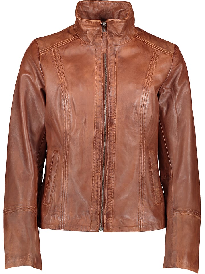 

7eleven Кожаная куртка "Тарра" верблюжьего цвета