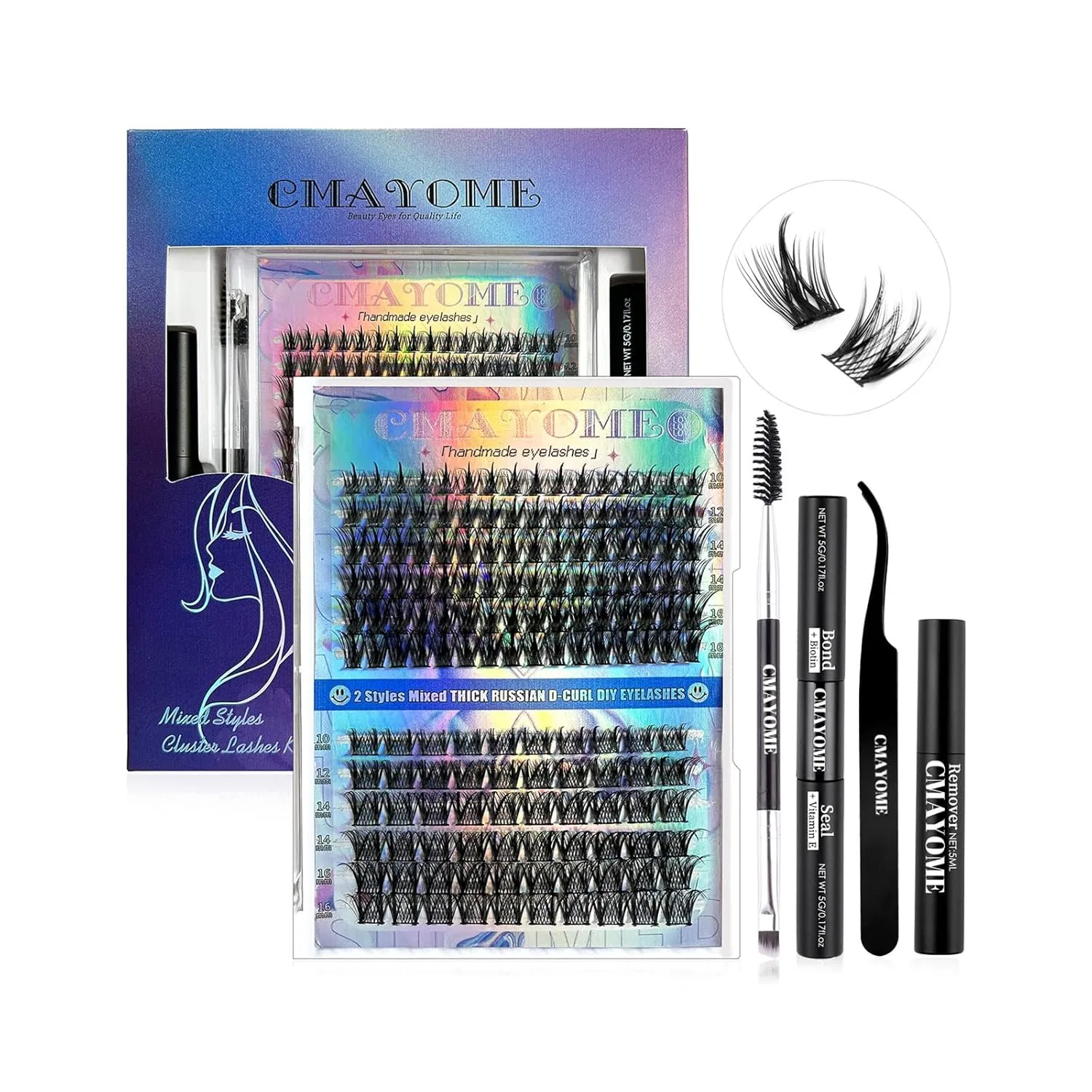 Набор для наращивания ресниц «Cluster Eyelash Kit» от RoseFlower Roseflower, C08