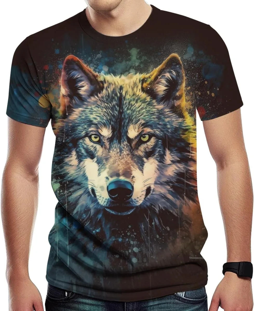 

Футболка с волком для мужчин, 3D принт, короткий рукав Girren