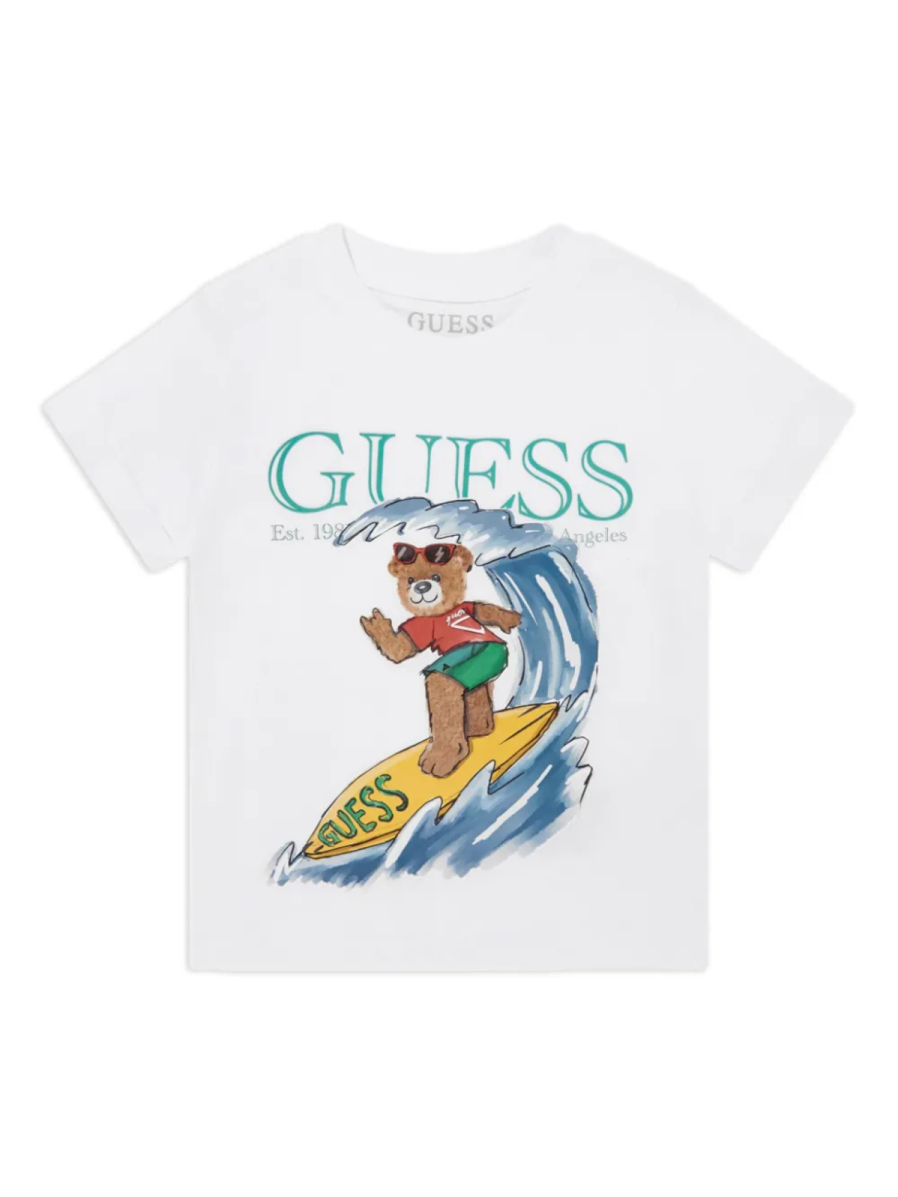 

Футболка с принтом для детей из хлопка guess kids, белый