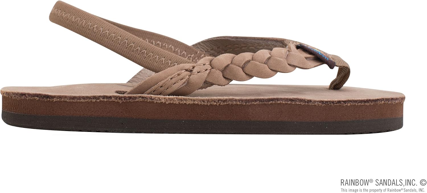 Детские сандалии Rainbow, один слой, премиум-кожа, плетеный ремешок Flirty Braidy Rainbow Sandals, темно-коричневый — фото 4
