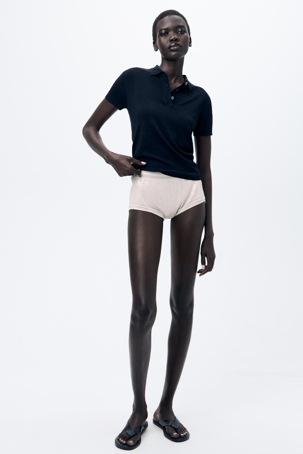 

Трикотажная рубашка поло базовая ZARA, темно-синий