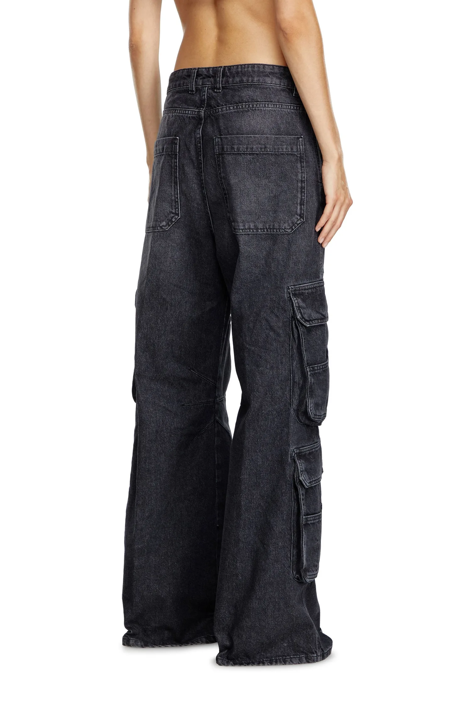 Женские джинсовые брюки-карго, свободного кроя. Diesel, black — фото 4