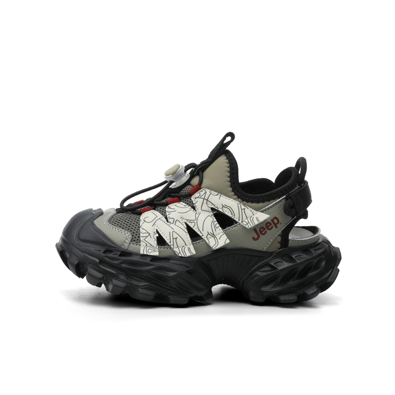 

Износостойкие легкие амортизирующие нескользящие низкие детские сандалии Kids' Jeep, зеленый/черный
