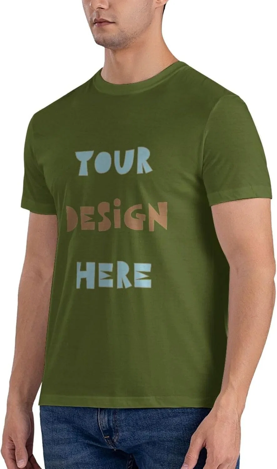 Футболка с принтом Custom, хлопок, Moss Green — фото 4