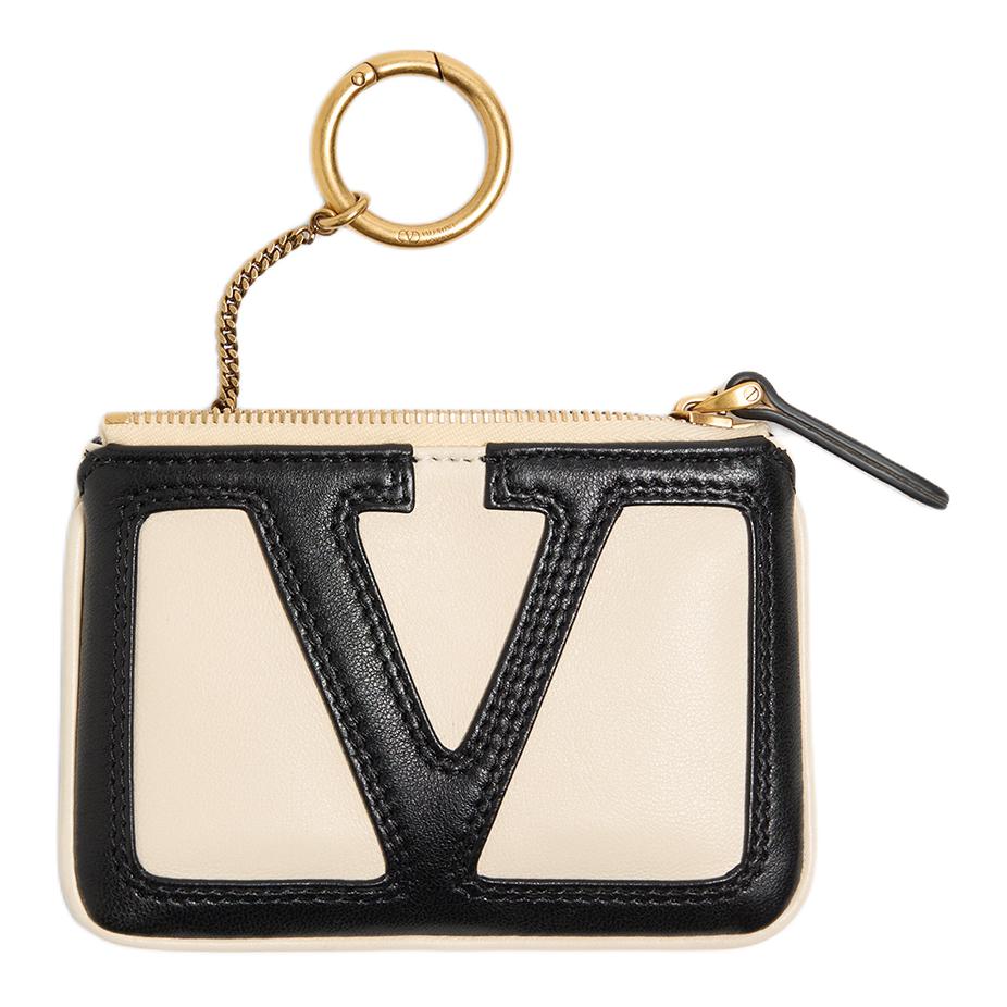 

Valentino Женский ключница из овчины бело-черная, Butter White & Black