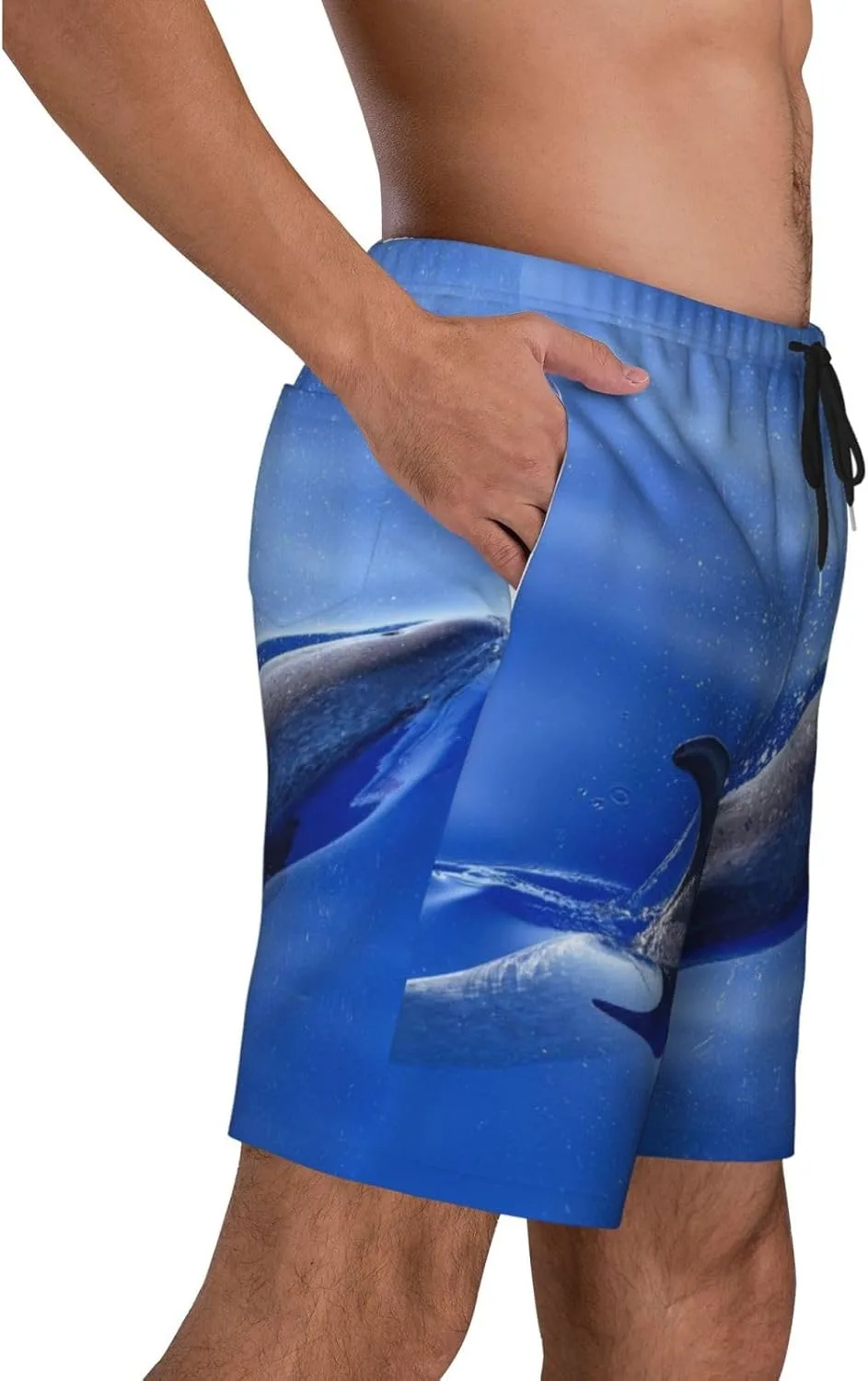 Мужские пляжные шорты Dolphin, мужские плавки, шорты для плавания с карманами, купальники Generic, черный — фото 3