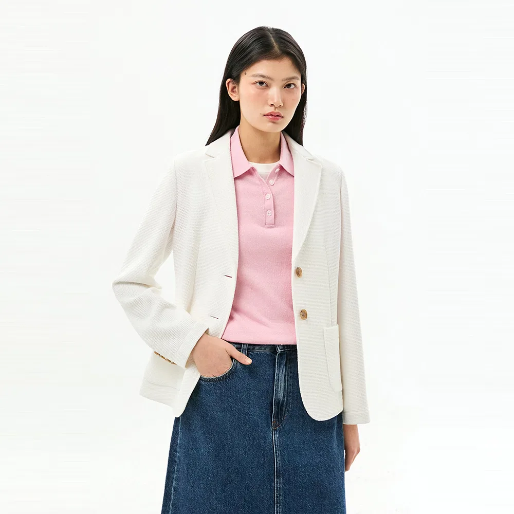 Женский приталенный однобортный блейзер белого цвета от Tommy Hilfiger Women