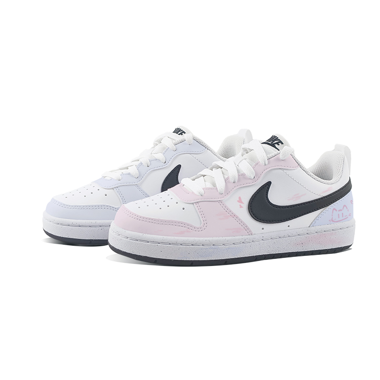 

Nike Court Borough Blue Pink Mismatched Kitten Low top детские скейтбордские кроссовки white