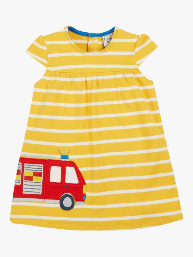 

Платье с запахом в полоску для малышки лейлы Frugi, цвет Yellow/Multi