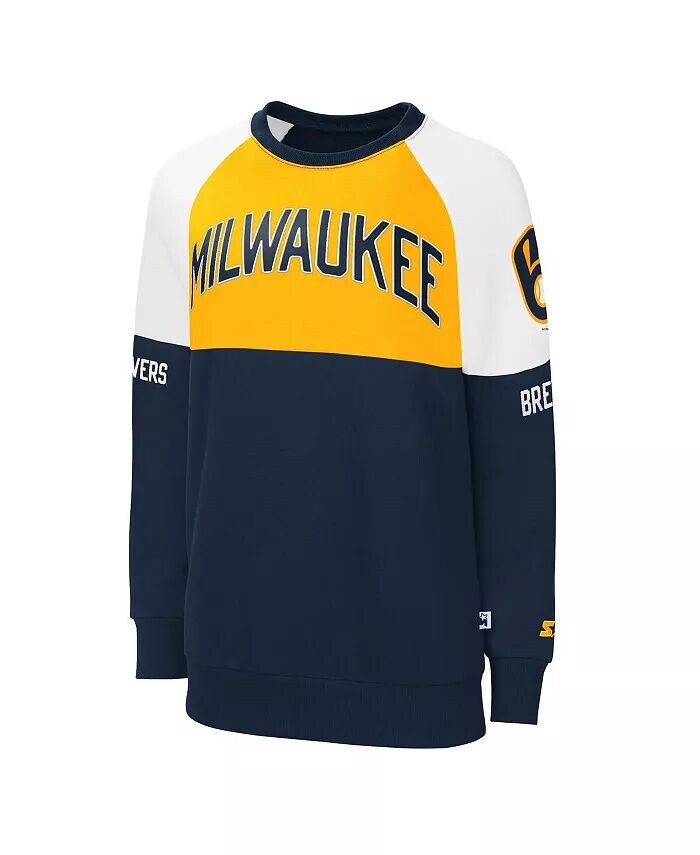 

Женский темно-синий, золотой пуловер с реглан Milwaukee Brewers Baseline, свитшот Starter, синий