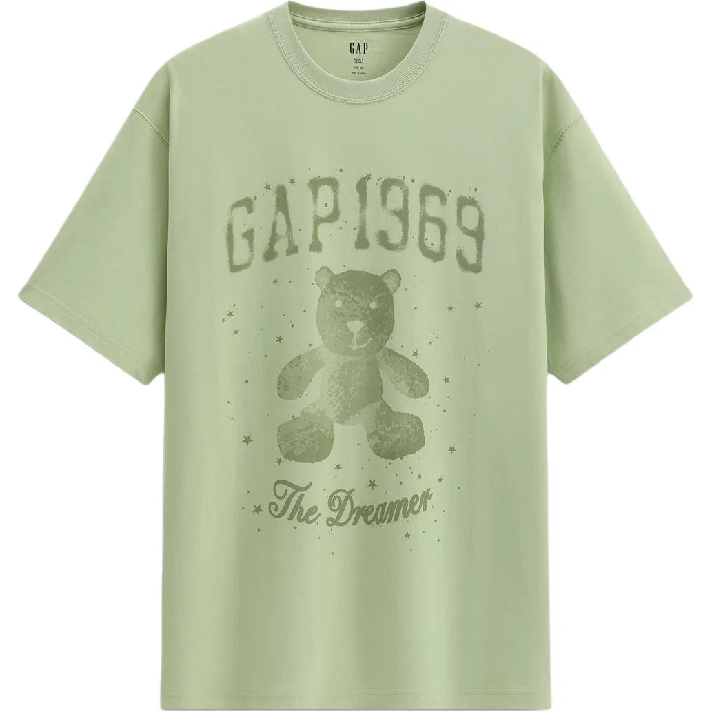 Футболка с круглым вырезом GAP Light Green