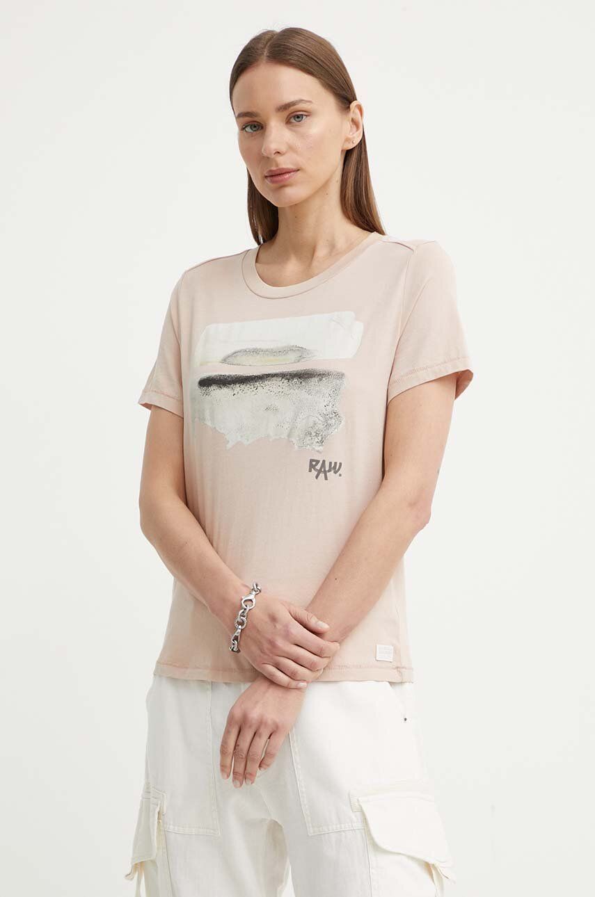 

Хлопковая футболка G-Star Raw, розовый