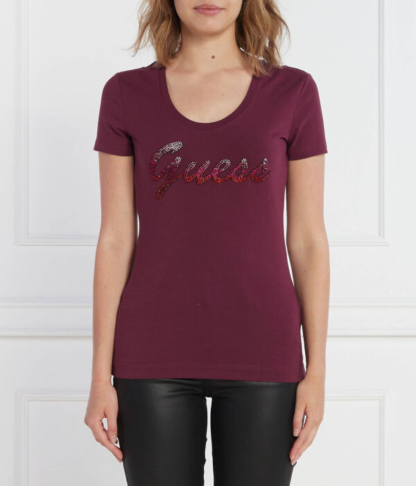 

Футболка ss rn блестящая Regular fit Guess Jeans, красный
