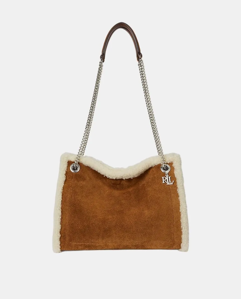 

Маленькая замшевая сумка-тоут Bradley с отделкой из овчины Lauren Ralph Lauren, песочный