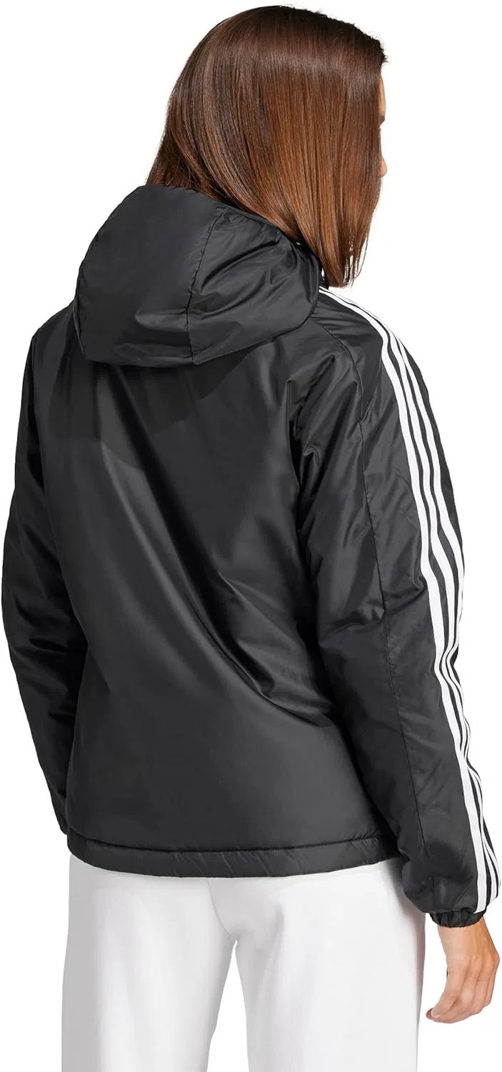 Женская куртка утепленная adidas, 3-полосная, черная — фото 2