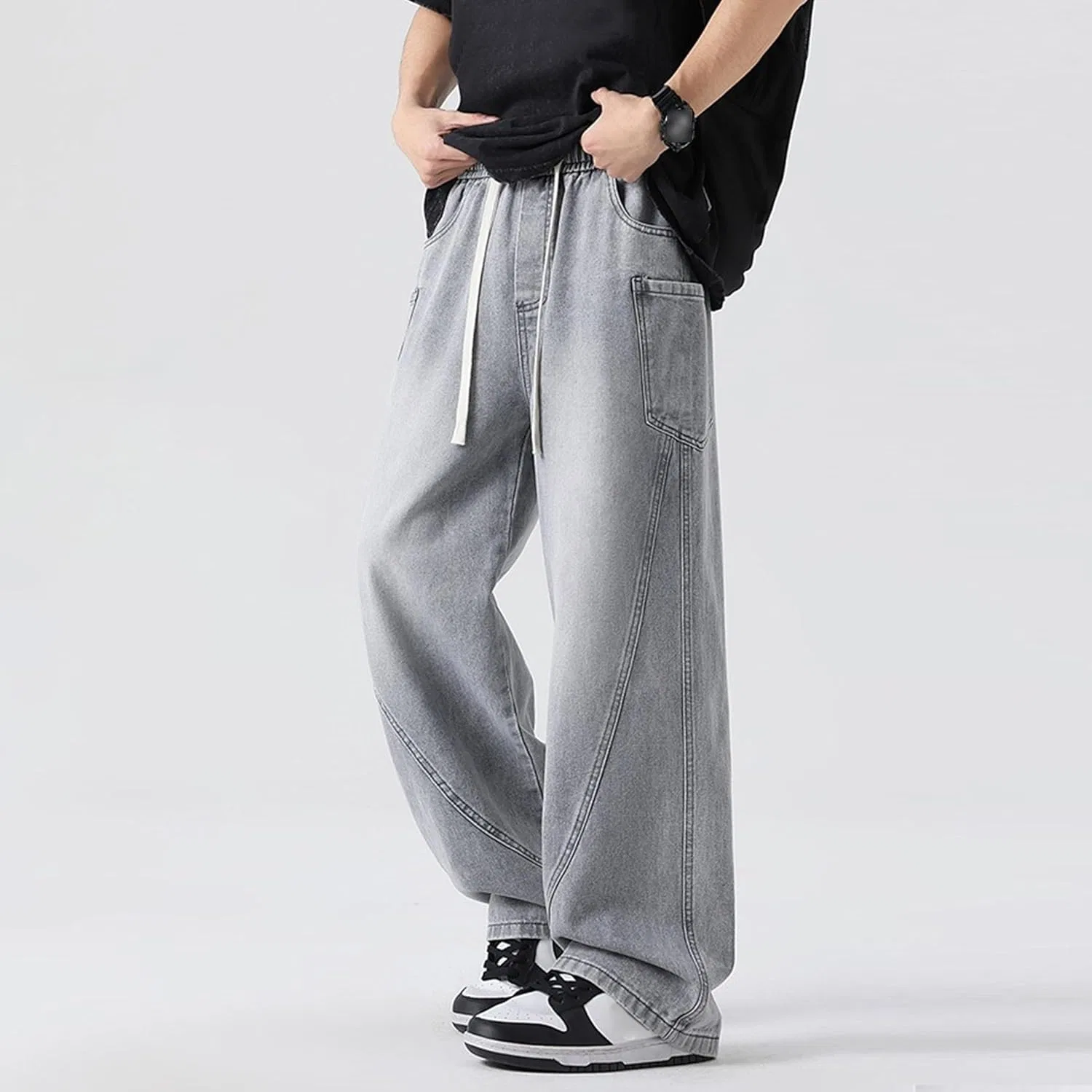 Джинсы свободные Baggy светло-серый — фото 3