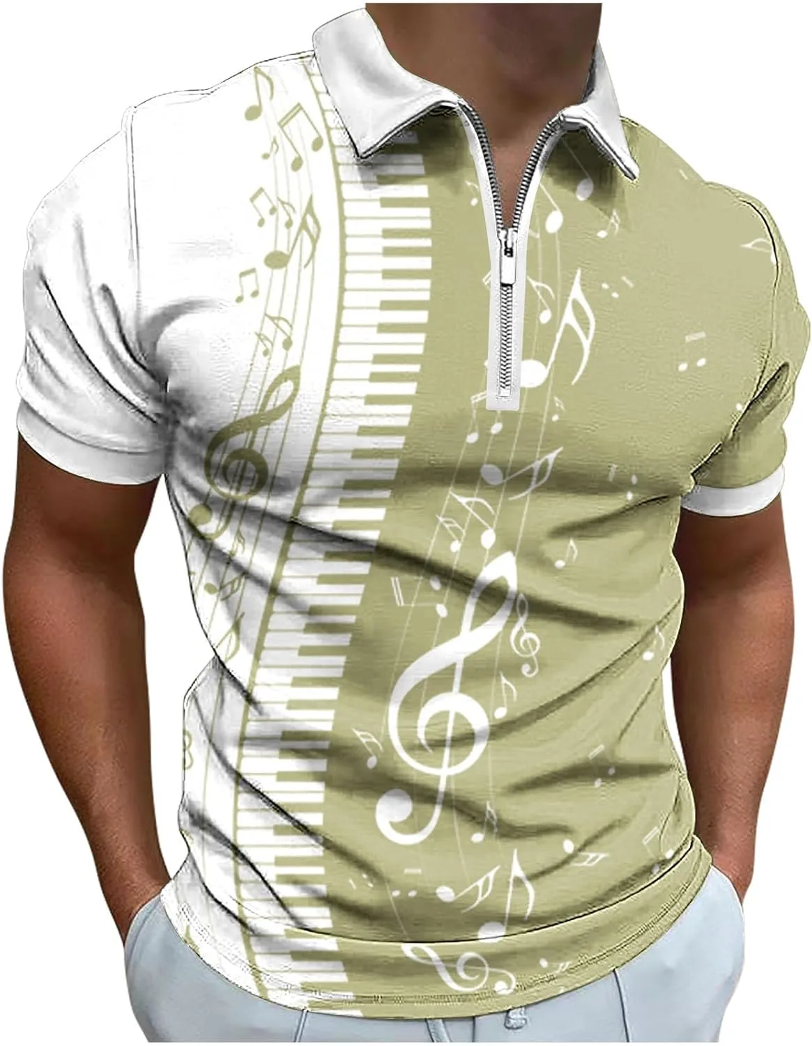 

Мужская поло с коротким рукавом и принтом в виде нот Sdeycui