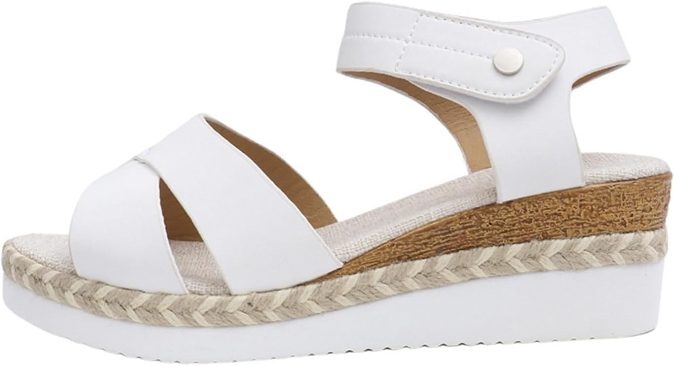 

Женские эспадрильи на танкетке, модная ортопедическая обувь с поддержкой свода стопы, с ремешком на щиколотке, открытым носком, повседневные сандалии для платья, летние платформенные сандалии, нескользящая обувь Toumov, белый