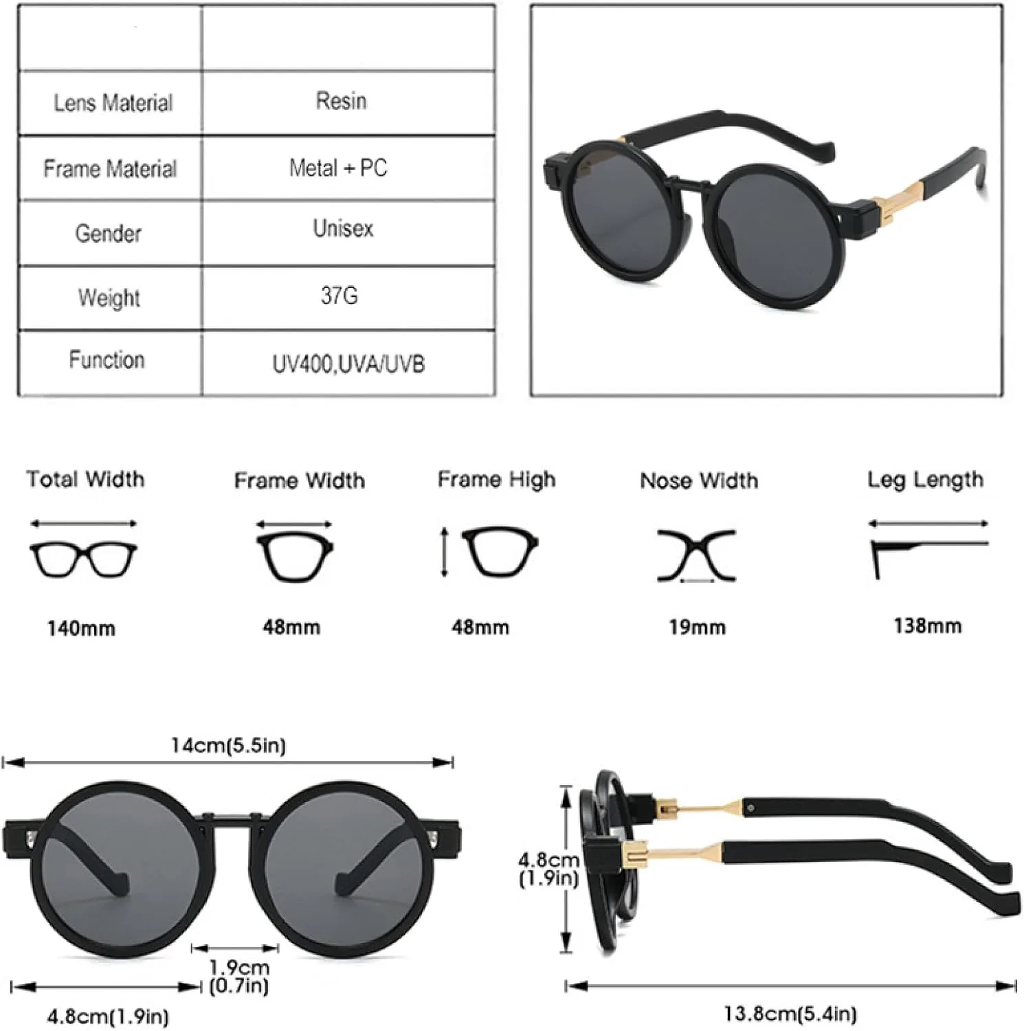 

Круглые женские солнцезащитные очки в стиле стимпанк с защитой от УФ-излучения UV400, модные мужские очки с градиентной оправой HHZZYVY, Matte Transparent