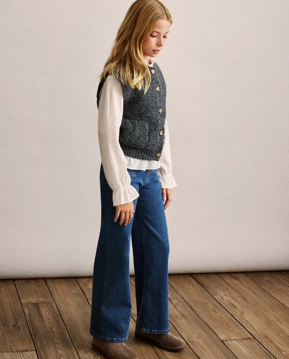 

Детский свободный жилет с пуговицами и карманами Coconut El Corte Inglés, светло-серый