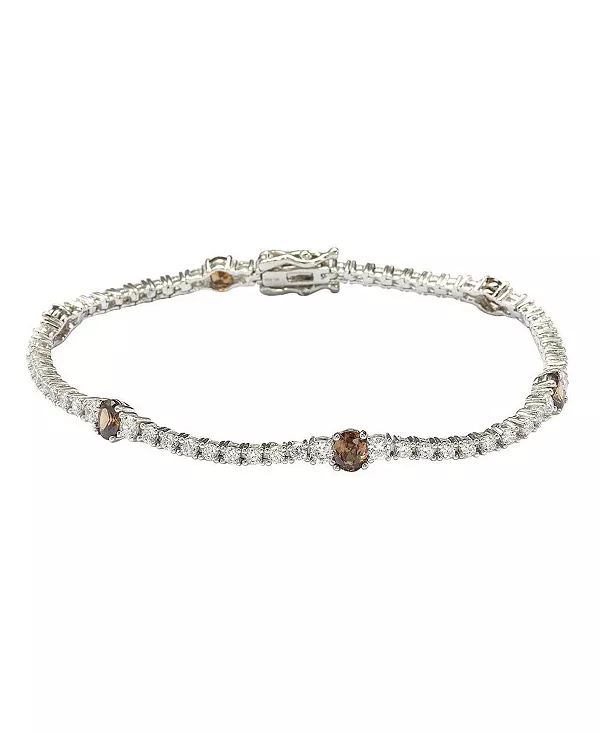 

Теннисный браслет Suzy Levian из стерлингового серебра с коричневыми и белыми кубическими цирконами Suzy Levian New York, brown
