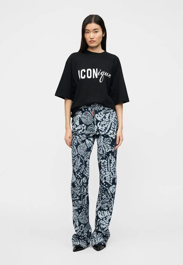 Футболка iconique свободного кроя с принтом Dsquared2, Black — фото 2
