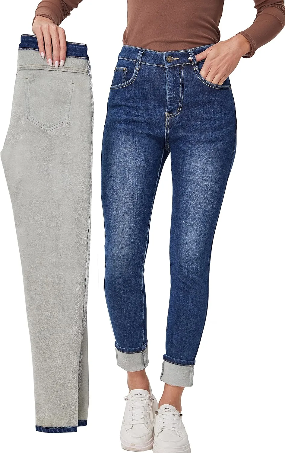 

Fakanhui женские утепленные джинсы с флисовой подкладкой