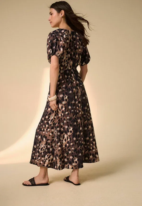 Платье миди Next Tall fit print puff sleeve, принт «зебра» — фото 2
