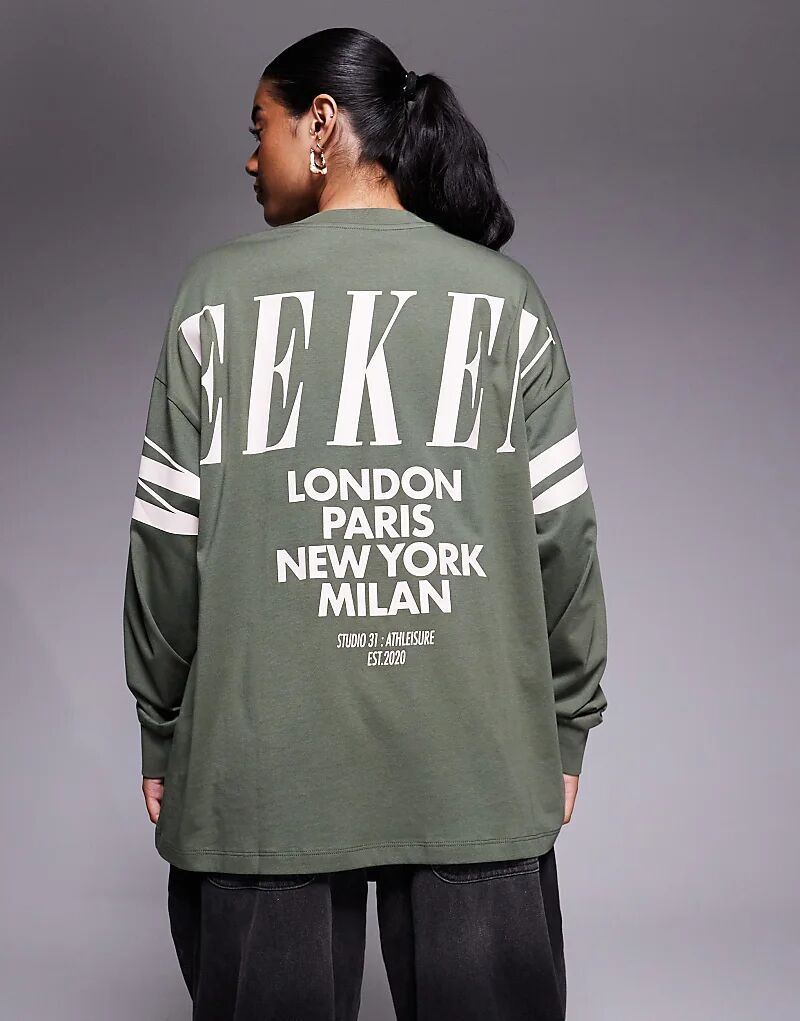 

Лонгслив Weekend Collective Icon свободного кроя с длинными рукавами и логотипом на спине цвета хаки