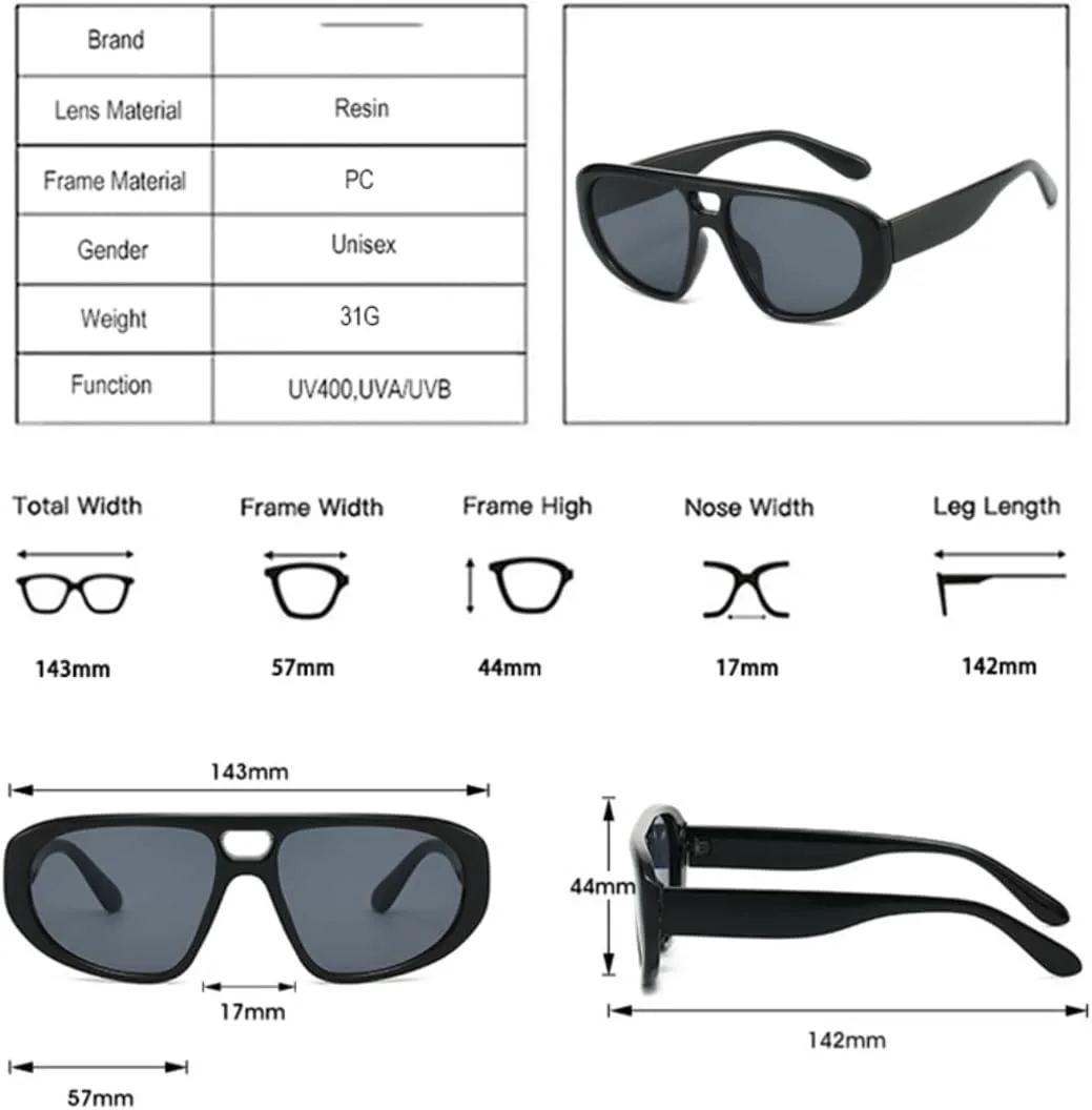 

Ретро солнцезащитные очки с двойной перемычкой для женщин, защита от УФ-излучения UV400, модные, красные и синие, для мужчин, в стиле панк VRTRFFTR, Black Blue