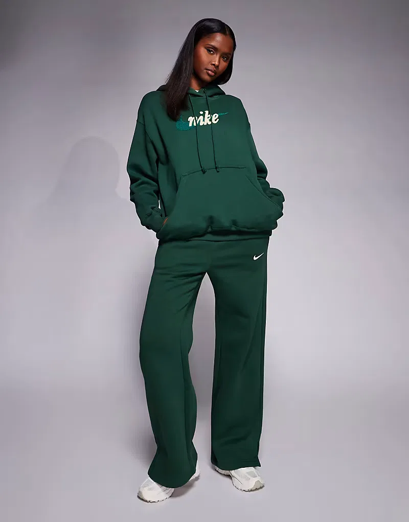 Худи Nike Phoenix Fleece с увеличенным логотипом, зеленый — фото 3