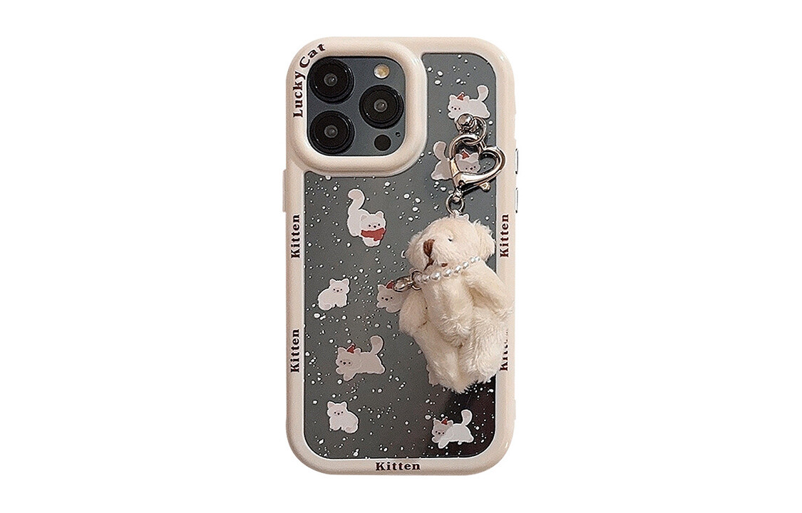 

US8ACC чехол для телефона, Snow scarf cat pearl white bear pendant