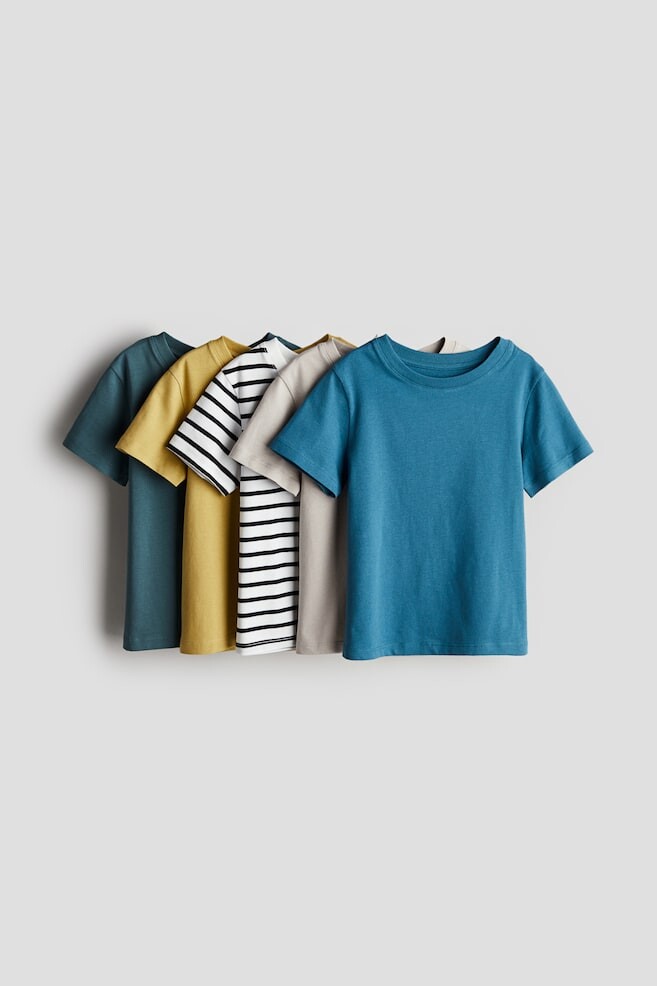 

Упаковка из 5 хлопковых футболок H&M, бирюзовые