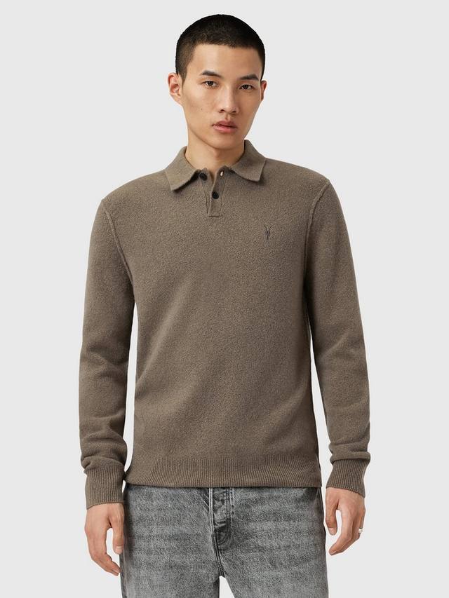 

Статтен поло с длинным рукавом Regular Fit из вискозной смеси AllSaints, Green Mid