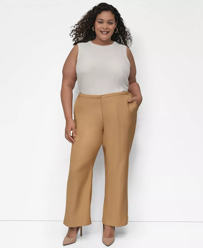 

Замшевые брюки больших размеров с высокой талией DKNY, коричневый