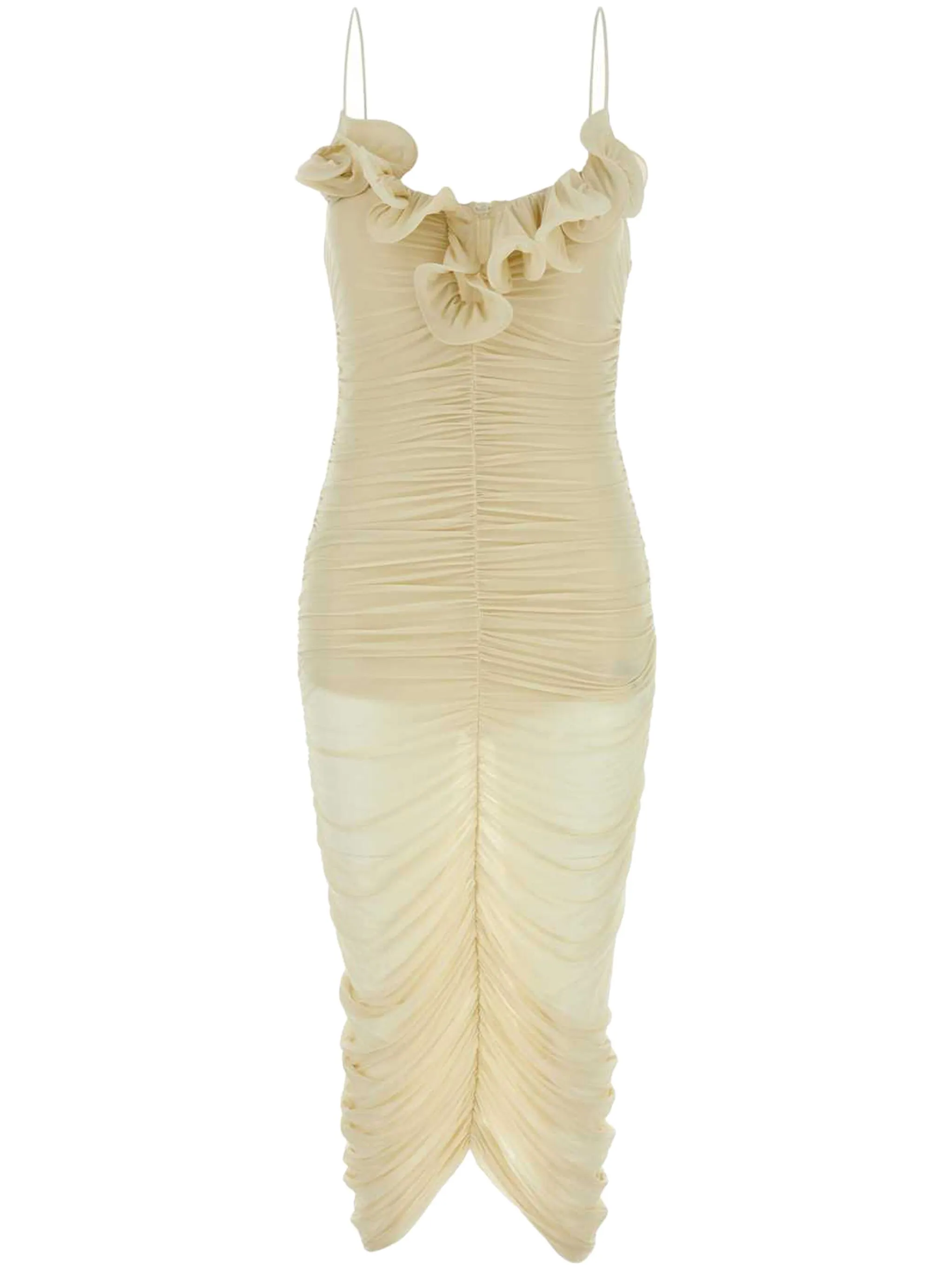 

Полупрозрачное платье миди со сборками Magda Butrym, бежевый