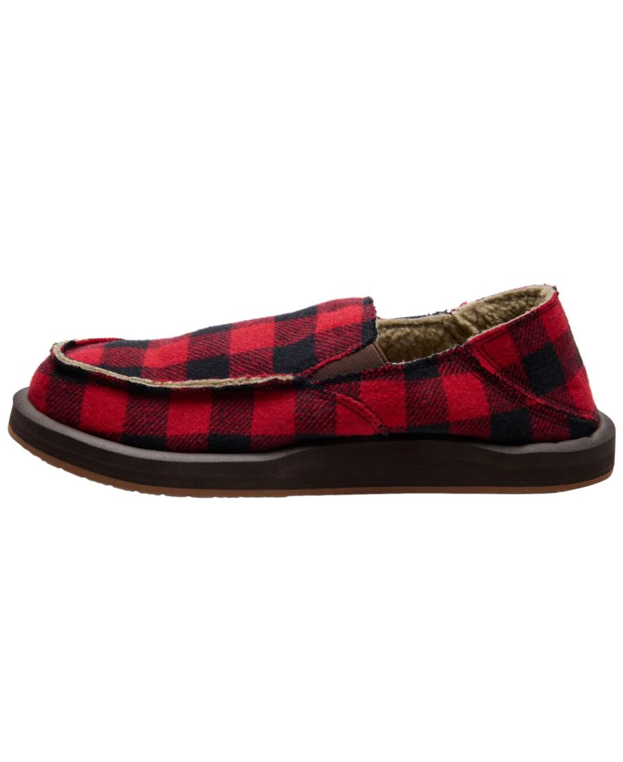 Мужские лоферы Donny Plaid Buffalo Chill без шнурков Sanuk, Red — фото 3