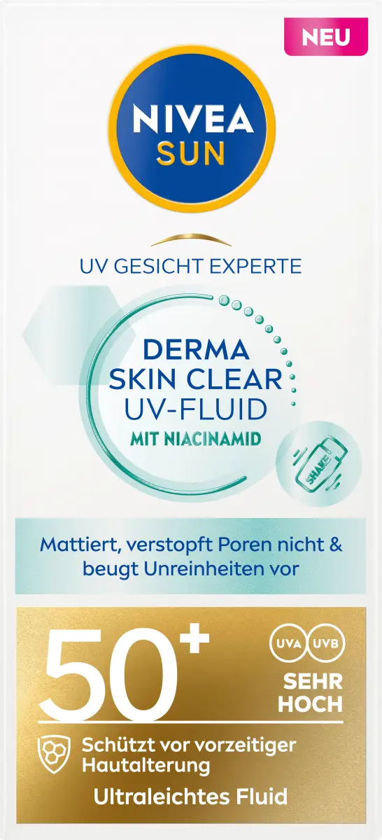 Sun-флюид для лица дермы кожи прозрачный УФ-флюид с ниацинамидом SPF 50+ 400мл NIVEA — фото 2