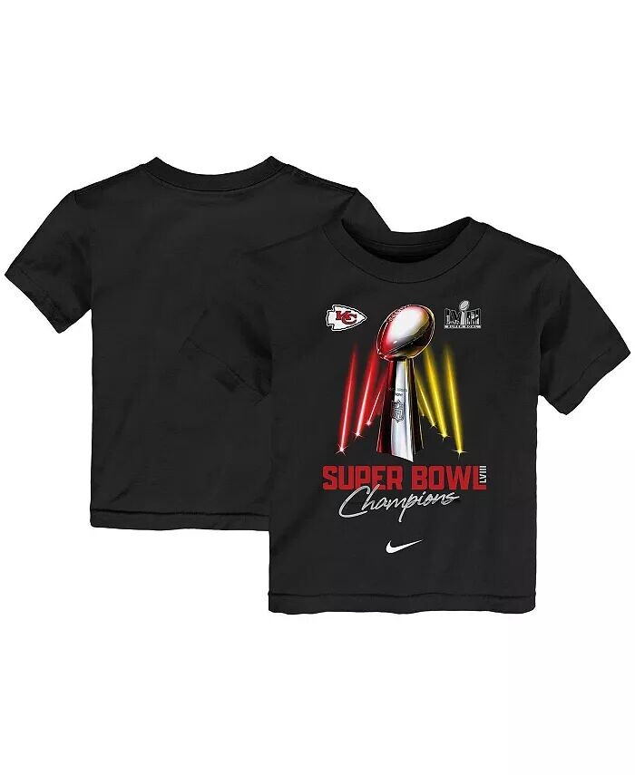 

Черная футболка для мальчиков и девочек Kansas City Chiefs Super Bowl LVIII Champions Lombardi Trophy Nike, черный