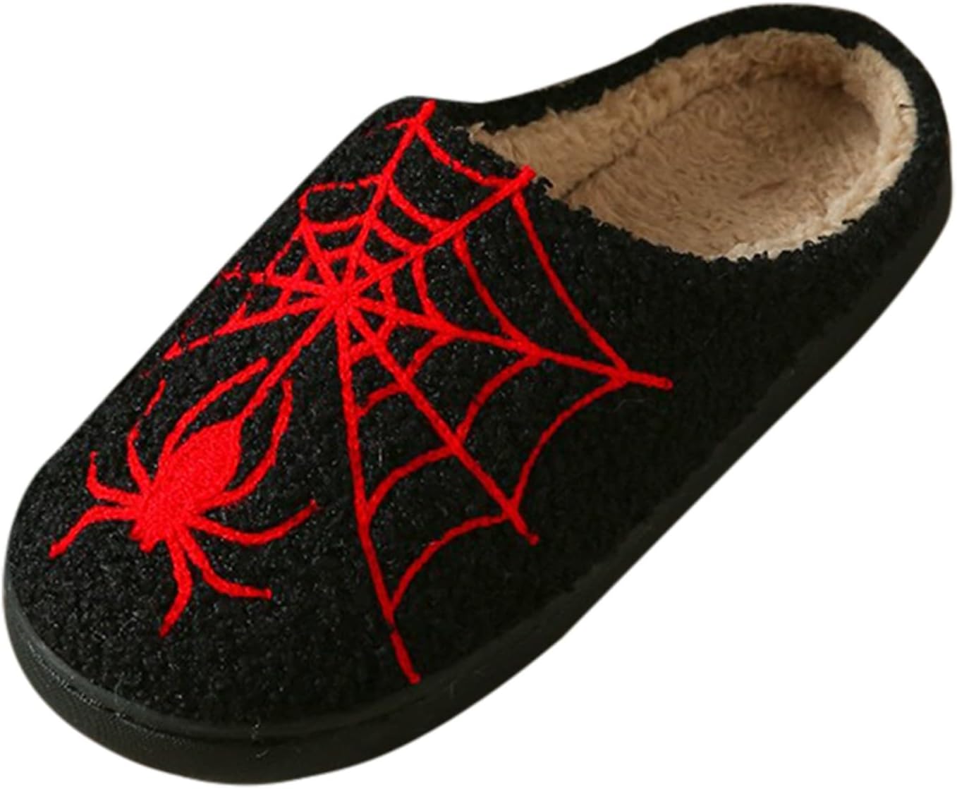 

Домашние тапочки на Хэллоуин для женщин и мужчин, в стиле ретро, удобные, комфортные для спальни и улицы, мягкие, плюшевые, пушистые, зимние Generic, черный